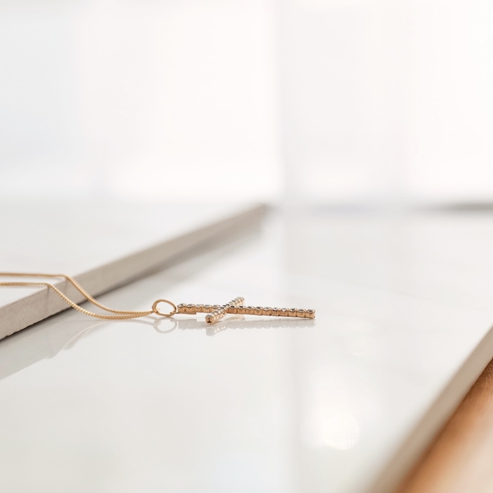 Crystal Gold Cross Necklace | 18k Gold Filled - Picture 6 of 8